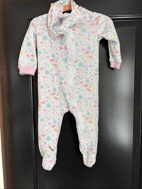 6-9M Infant Floral Footed One-Piece with Matching Bow